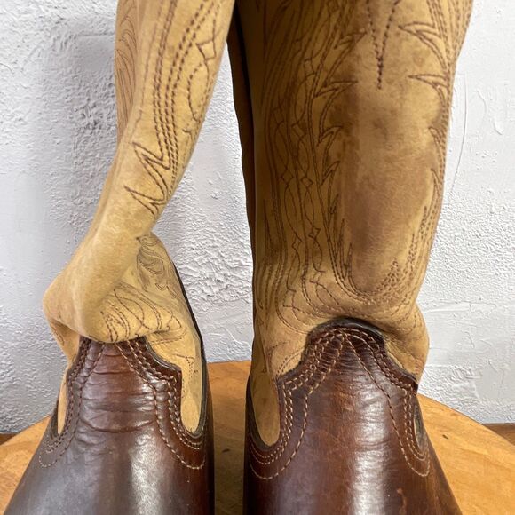 Durango Cowboy Boots Mens 9 Brown Tan Western Ranch Rodeo Leather Pull On Riding main image 13